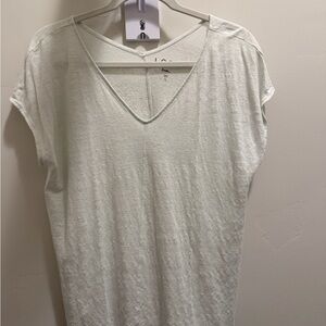 LOFT light green Linen V-Neck Short Sleeve Tee